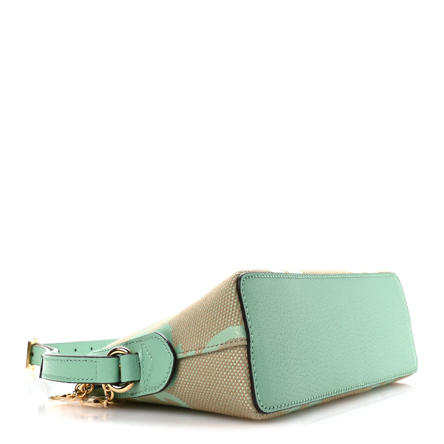 Monogram Jumbo GG Textured Dollar Calfskin Small Ophidia Dome Shoulder Bag Beige Pepperlight Mint