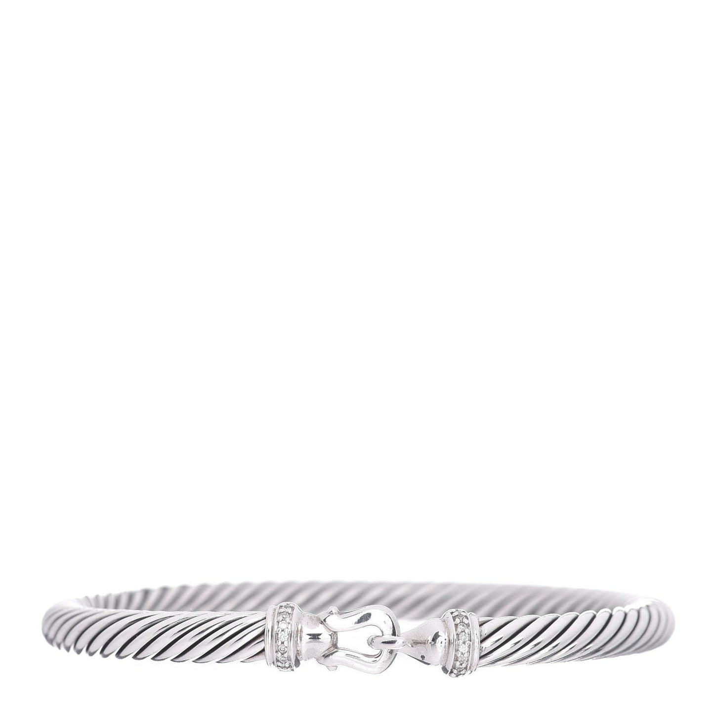 Sterling Silver Diamond 5mm Cable Buckle Bracelet