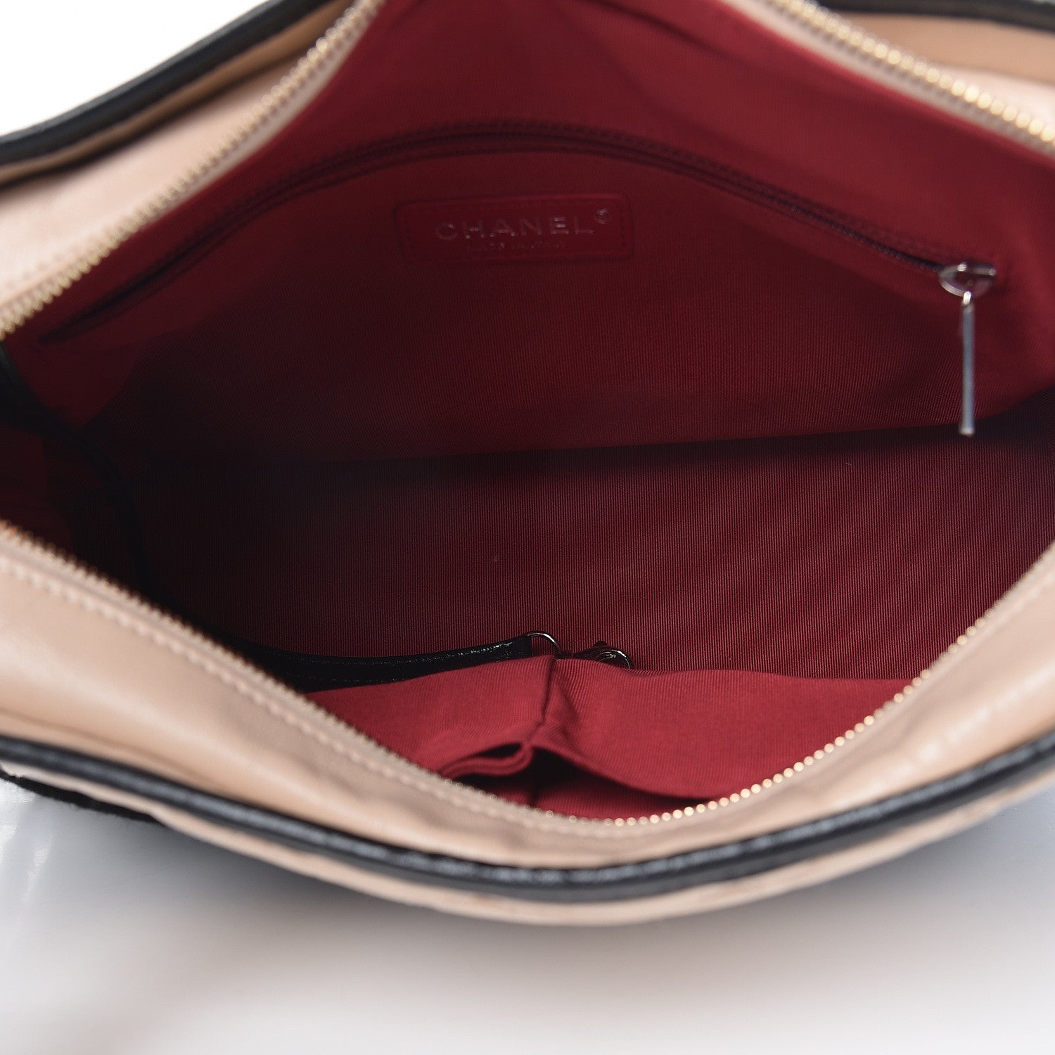 Chanel Aged Calfskin Quilted Medium Gabrielle Hobo Beige Black 5 of 16