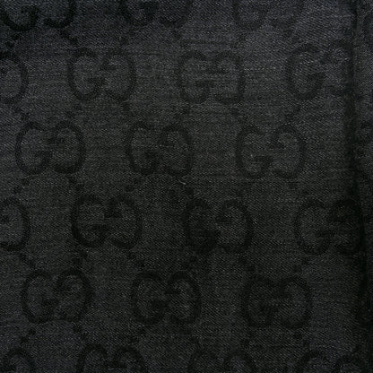 Gucci Wool Silk GG Monogram Fringe Scarf Anthracite Black 6 of 6