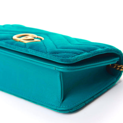 Gucci Velvet Matelasse GG Marmont Mini Bag Pavone Cyan 7 of 10