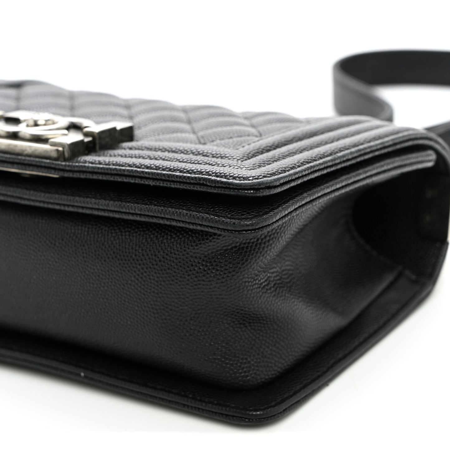 Caviar Quilted Small Boy Flap Black