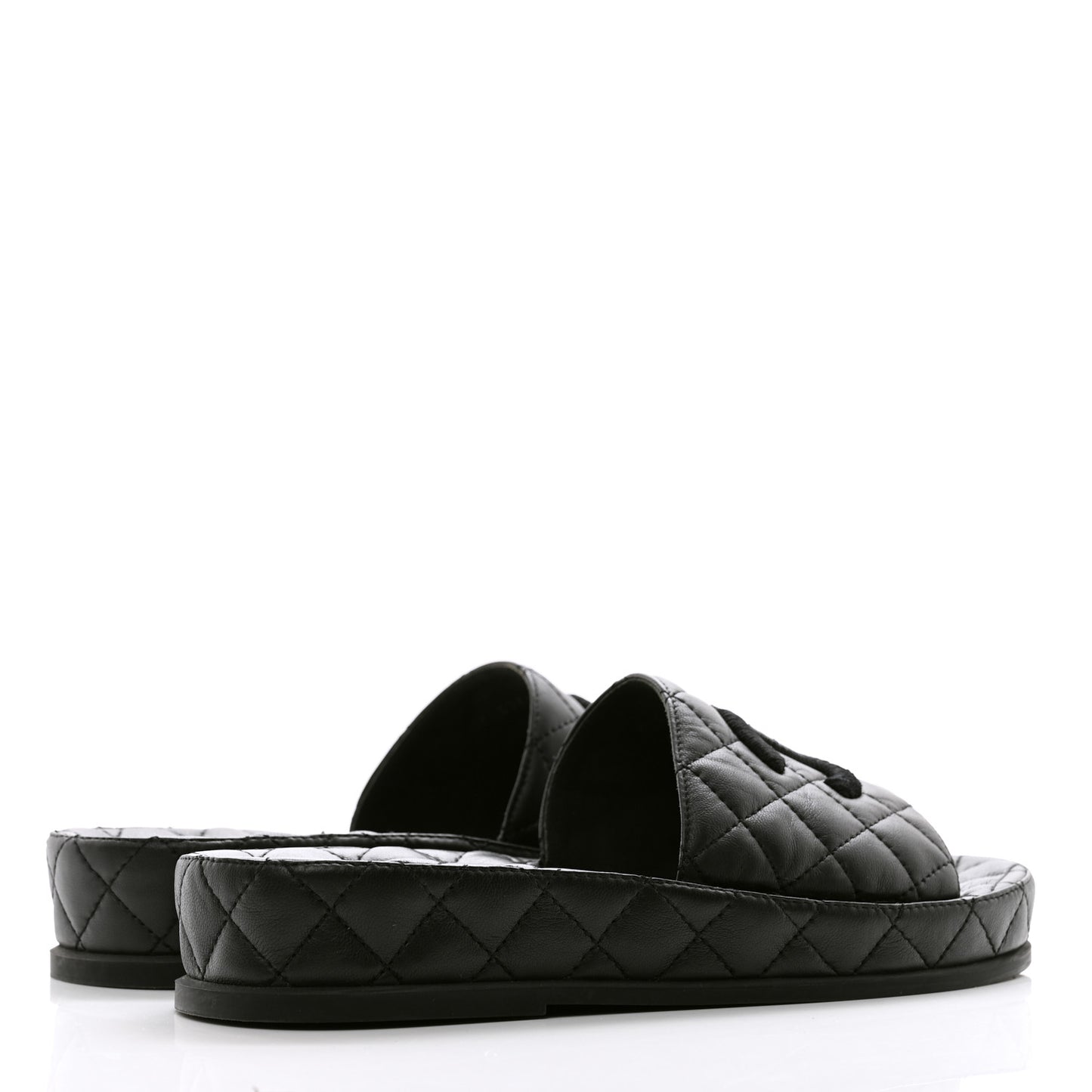 Lambskin Quilted CC Mules Sandals 37 Black