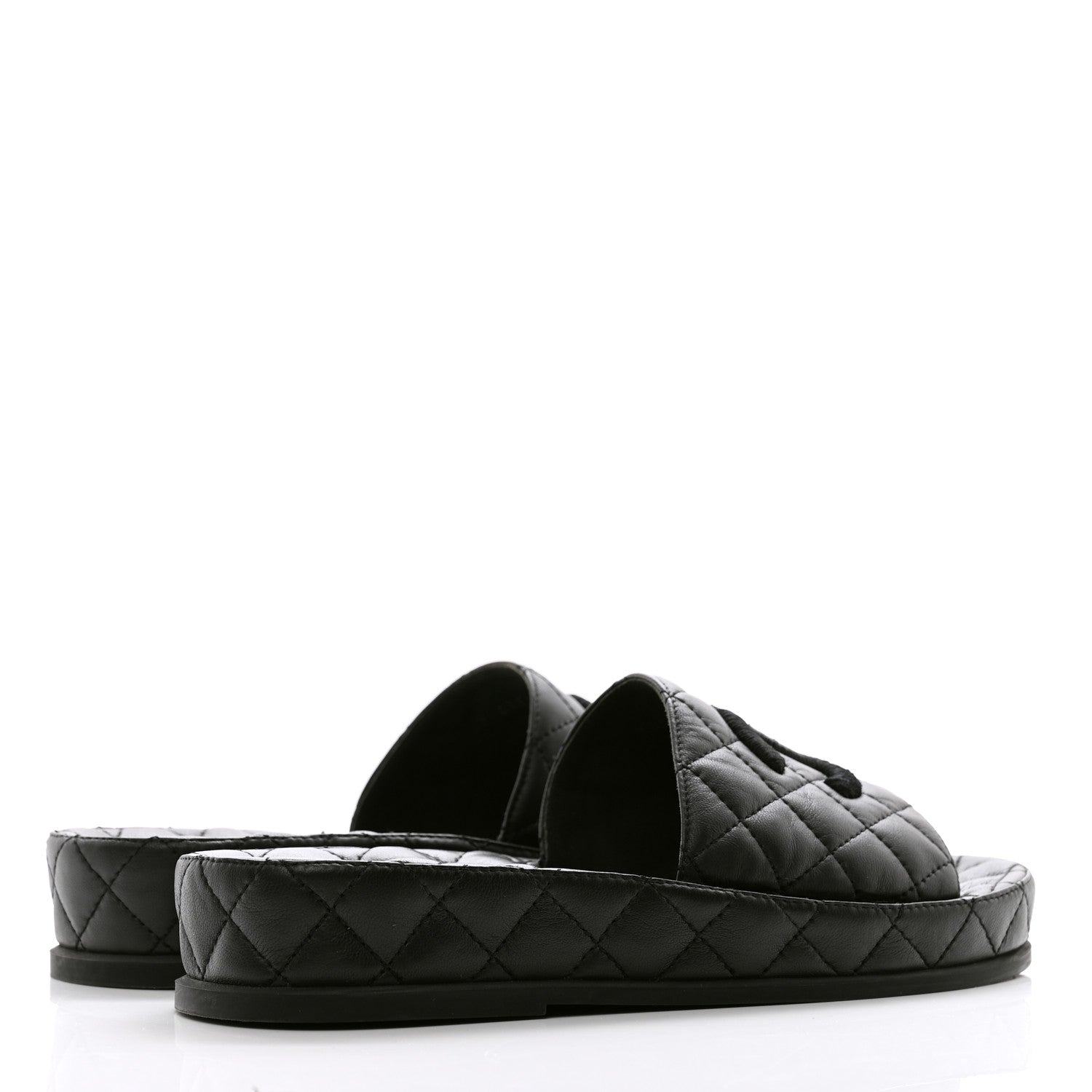 Chanel Lambskin Quilted CC Mules Sandals 37 Black 4 of 11