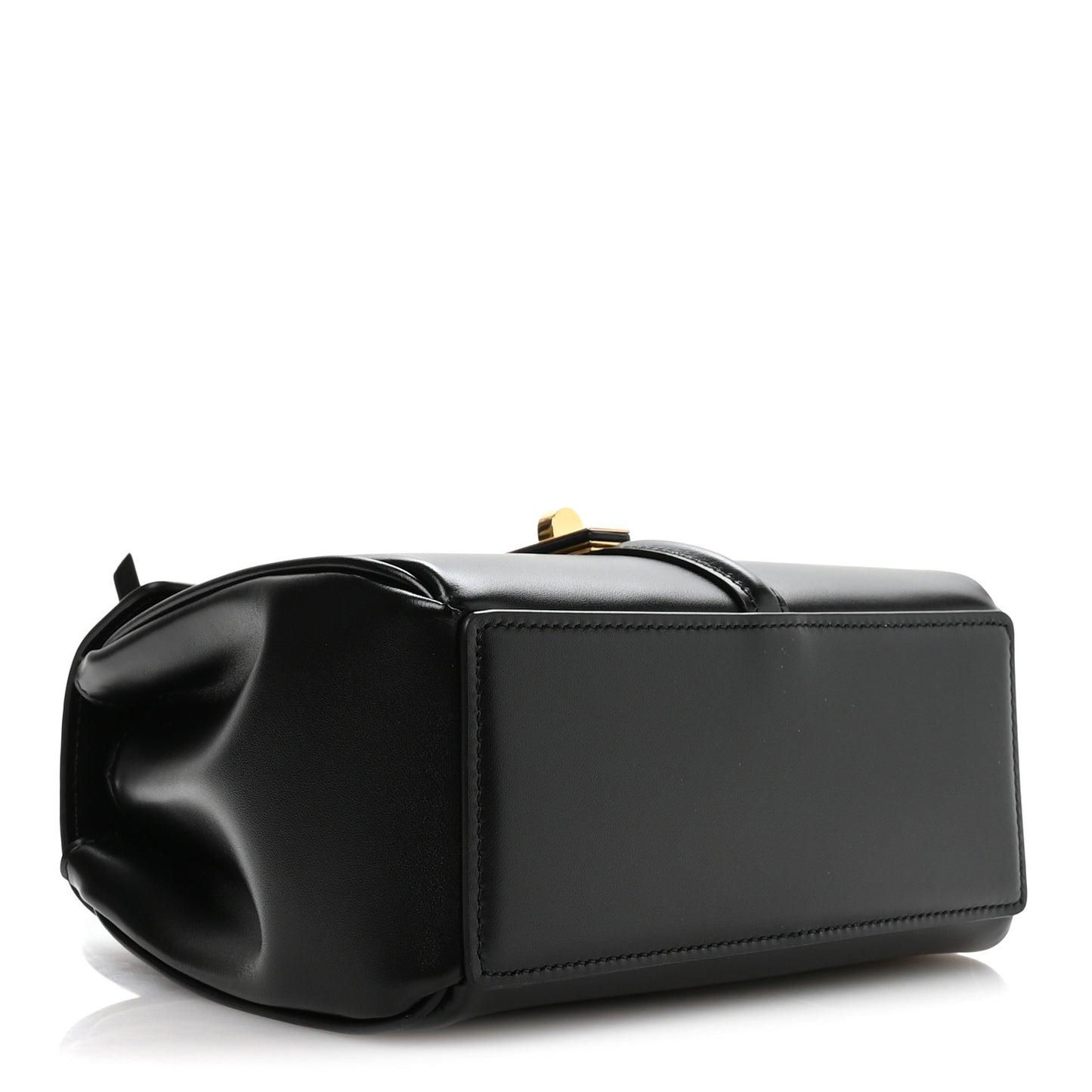 Satinated Calfskin Mini 16 Top Handle Bag Black