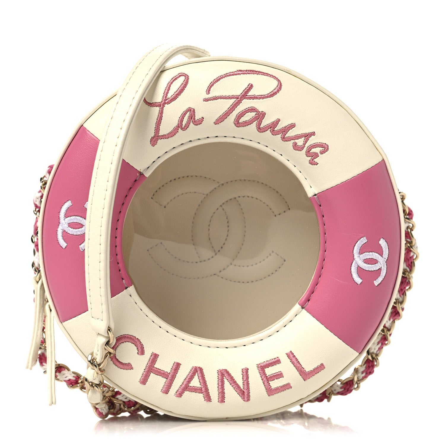 Chanel Lambskin Coco Lifesaver Round Bag Pink White 1 of 11