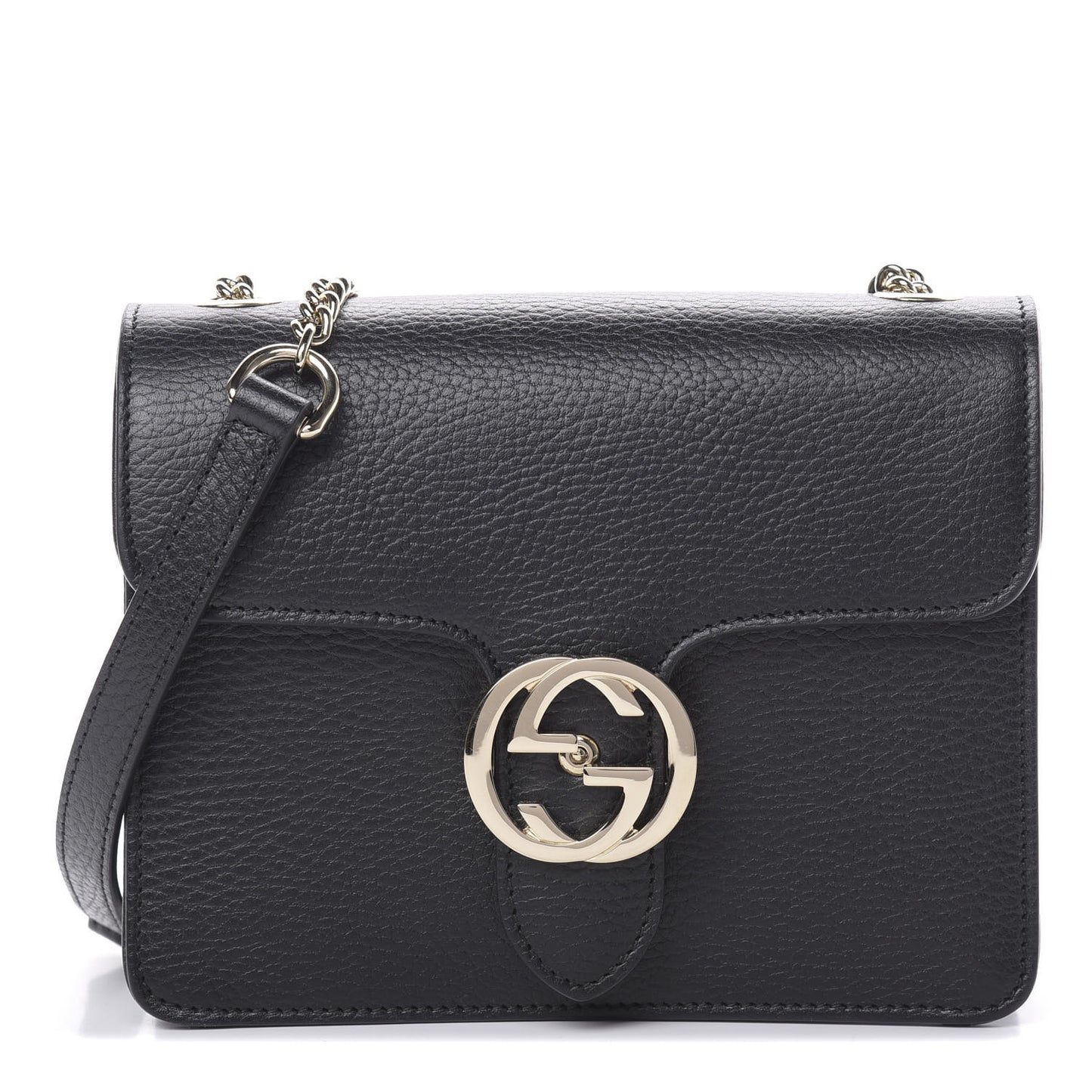 Dollar Calfskin Small Interlocking G Shoulder Bag Black