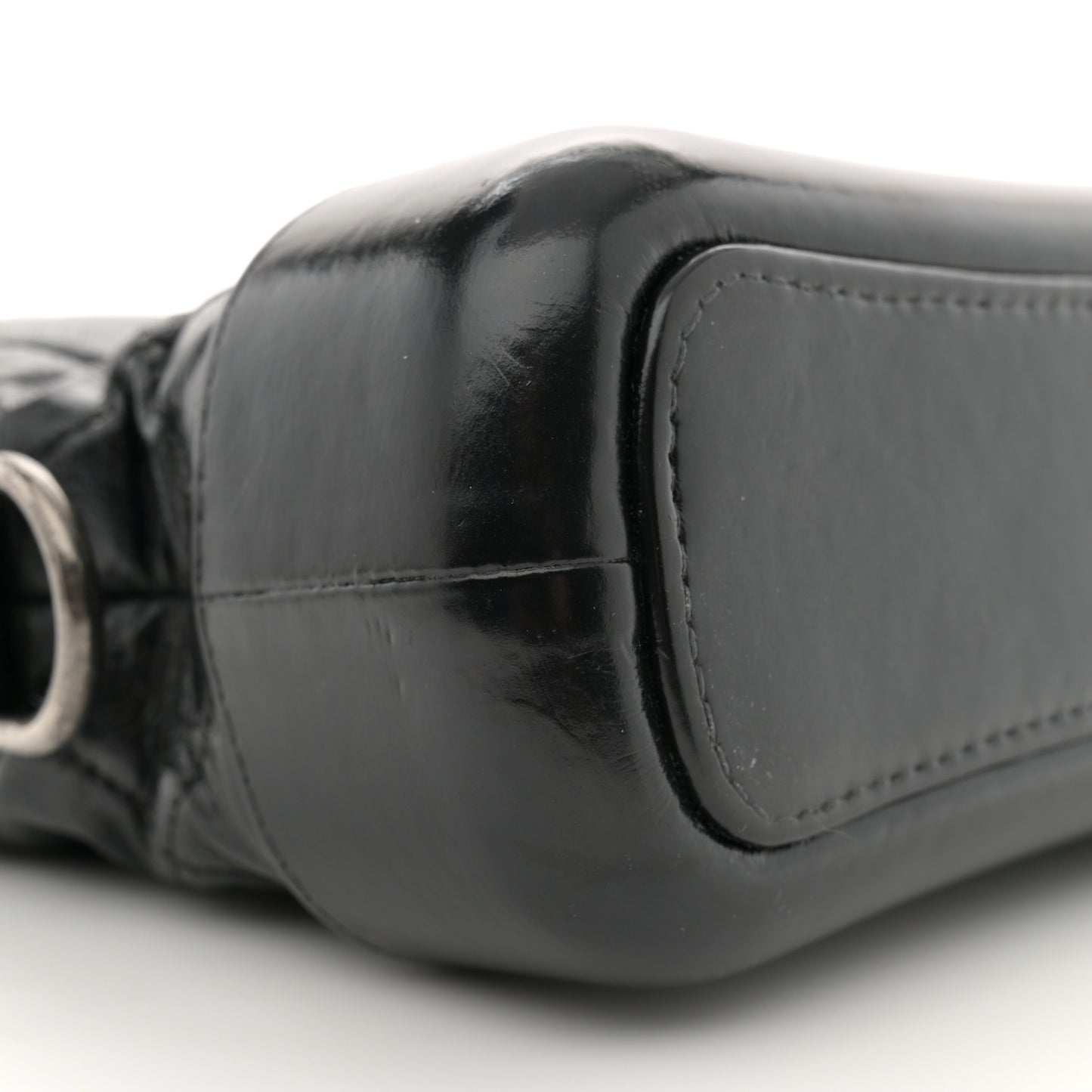 Aged Calfskin Quilted Small Gabrielle Hobo Black