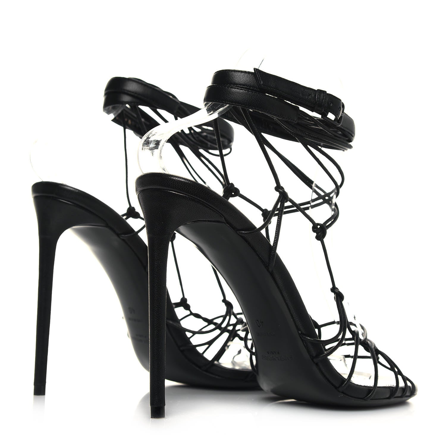 Saint Laurent Robin Zig Zag Heels Sandals 40 Black 4 of 8