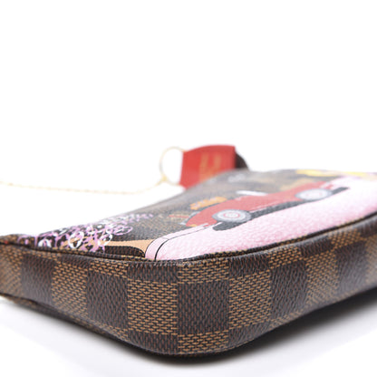 Louis Vuitton Damier Ebene 2019 Christmas Animation Mini Pochette Accessories Red 5 of 9