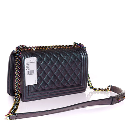 Chanel Iridescent Goatskin Quilted Medium Boy Flap Purple 3 of 8