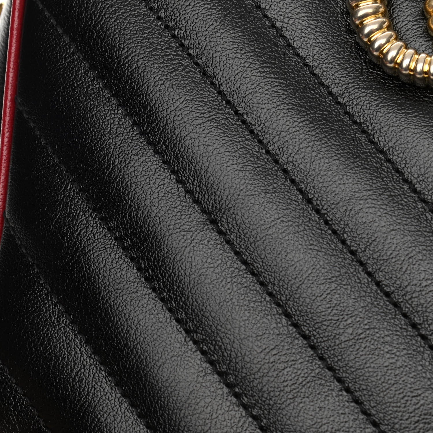 Gucci Vintage Effect Calfskin Matelasse Diagonal Small Torchon GG Marmont Bamboo Top Handle Shoulder Bag Black Romantic Cherry 11 of 13