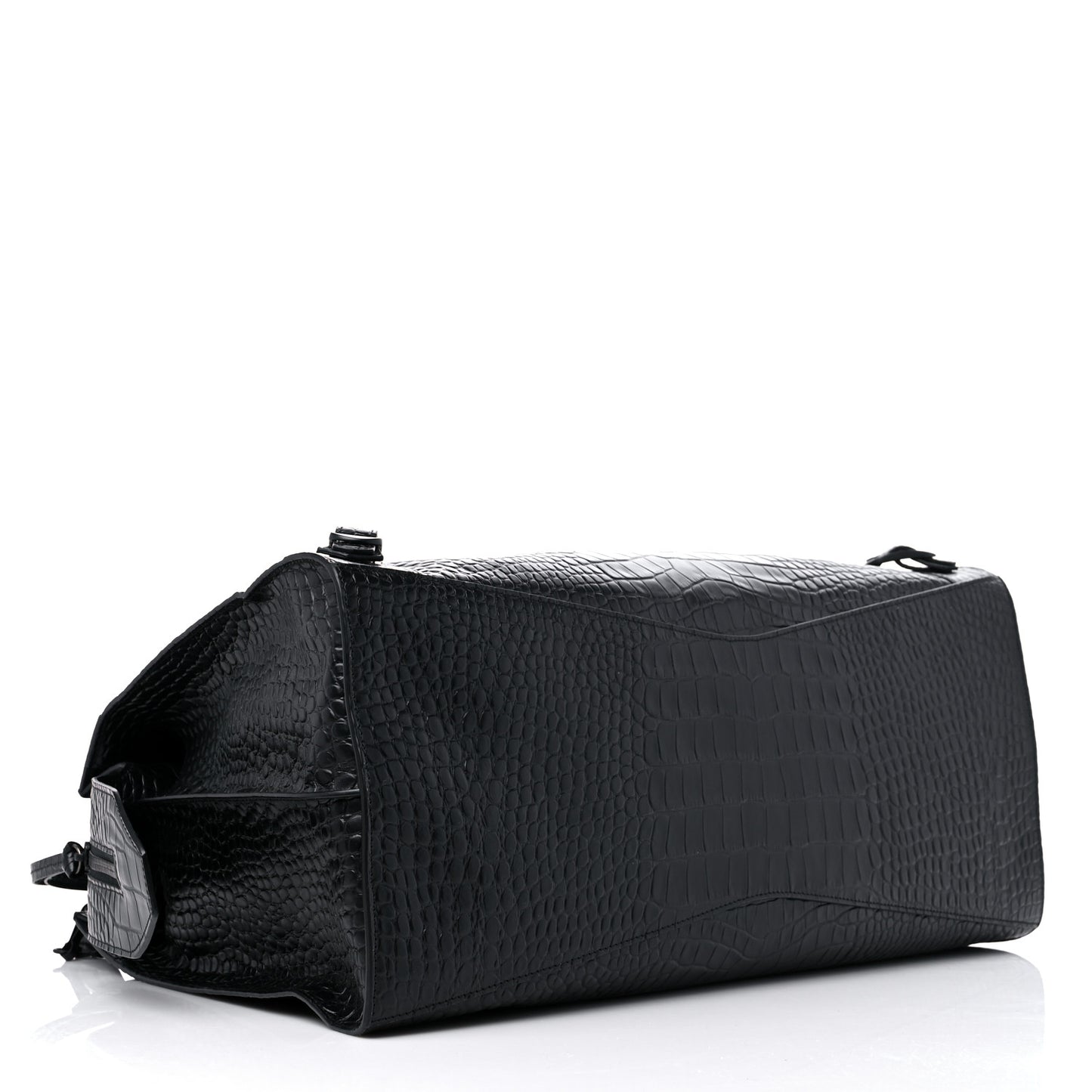 Semi Matte Calfskin Crocodile Embossed Neo Classic Black Hardware Large City Black