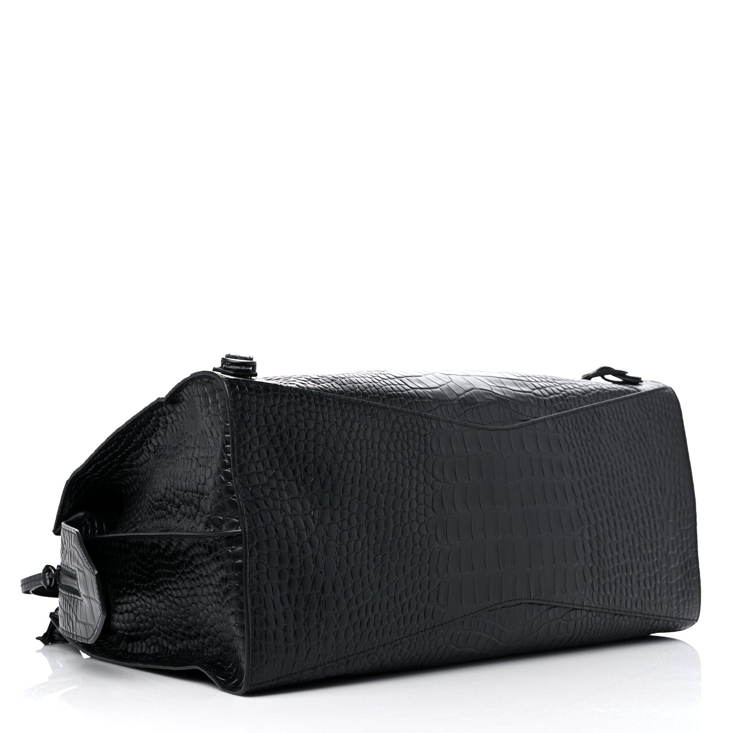 Balenciaga Semi Matte Calfskin Crocodile Embossed Neo Classic Black Hardware Large City Black 4 of 8