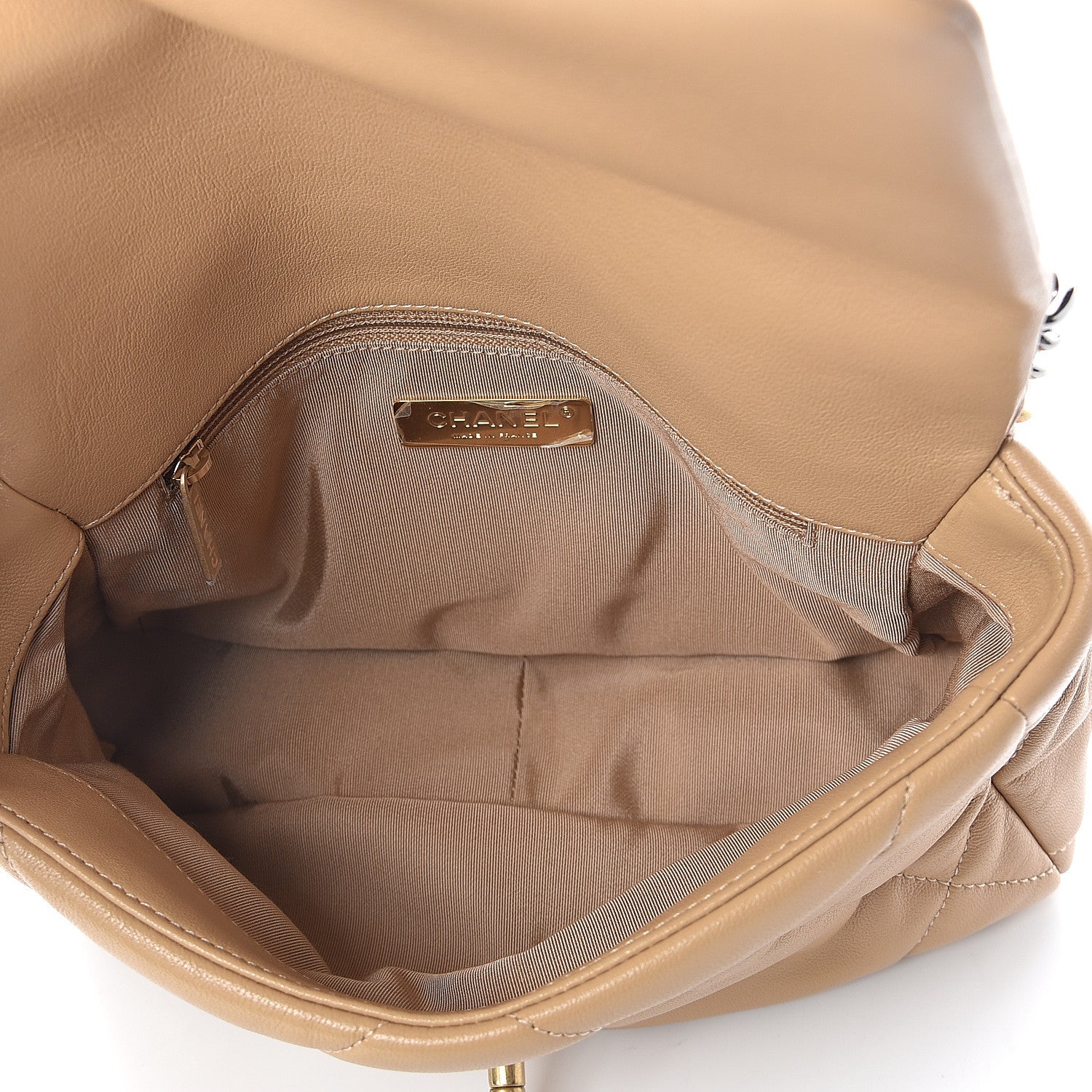 Chanel Lambskin Quilted Medium 19 Flap Dark Beige 4 of 9
