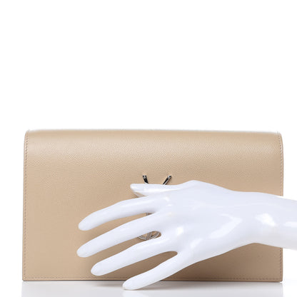Saint Laurent Grain De Poudre Classic Kate Monogram Clutch Nude Powder 2 of 8