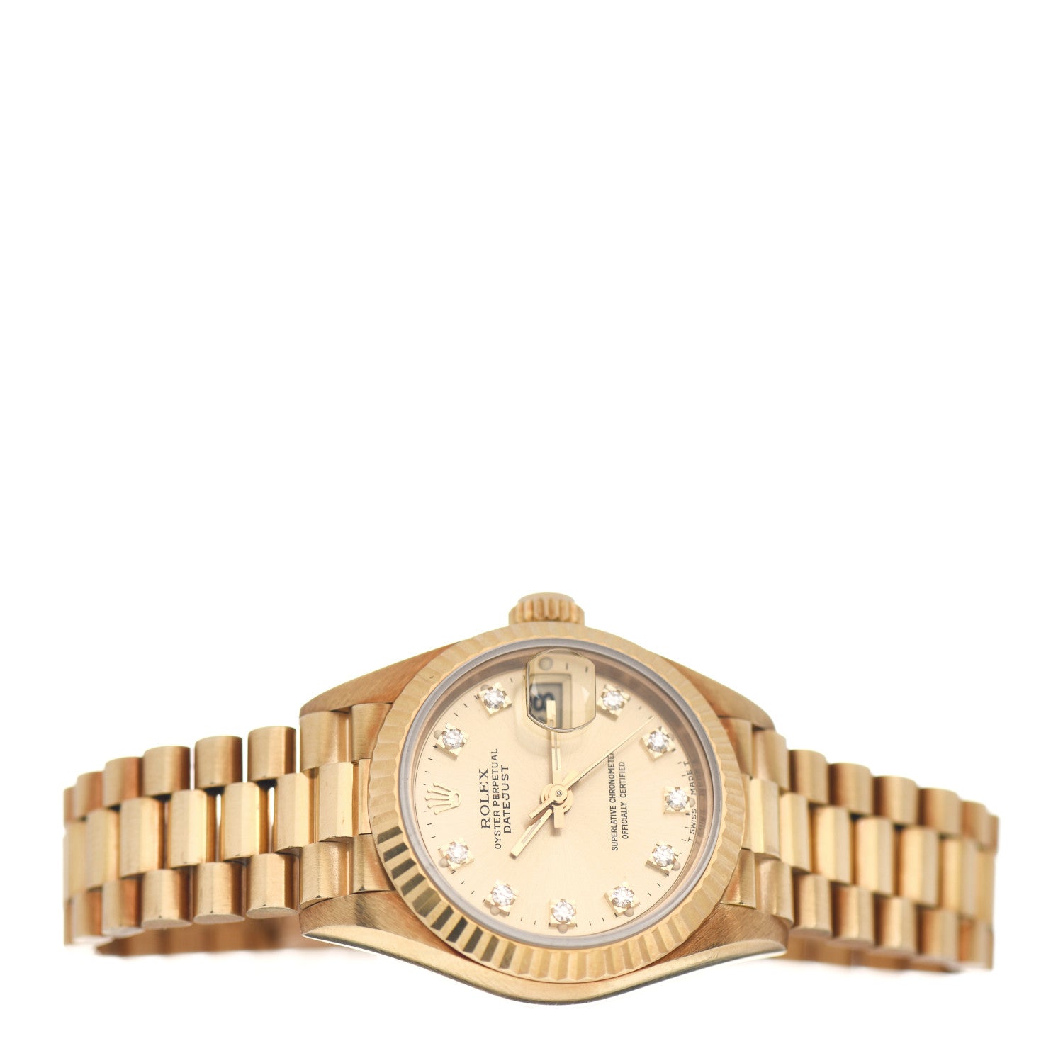Rolex 18K Yellow Gold Diamond 26mm Datejust President Watch Champagne 69178 2 of 4