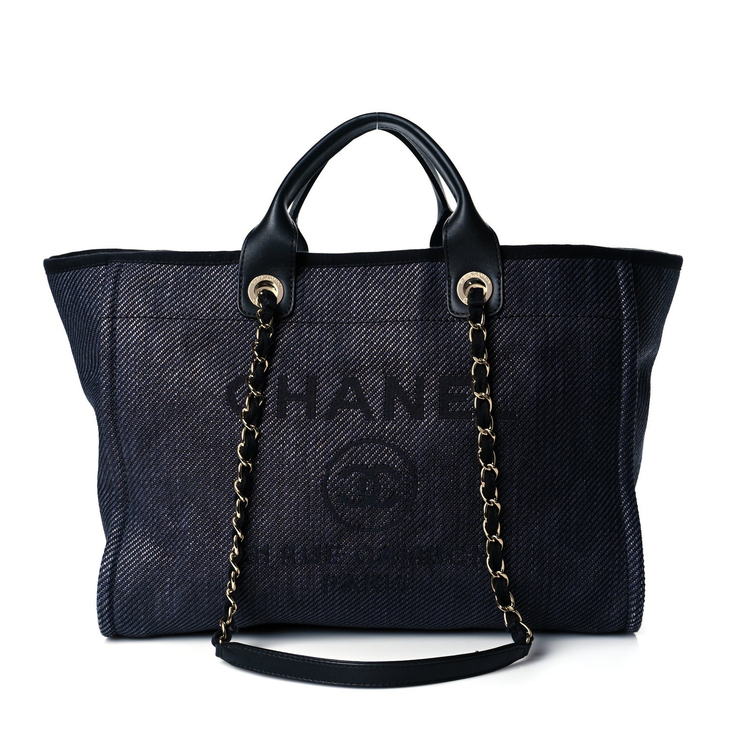Mixed Fibers Calfskin Medium Deauville Tote Blue