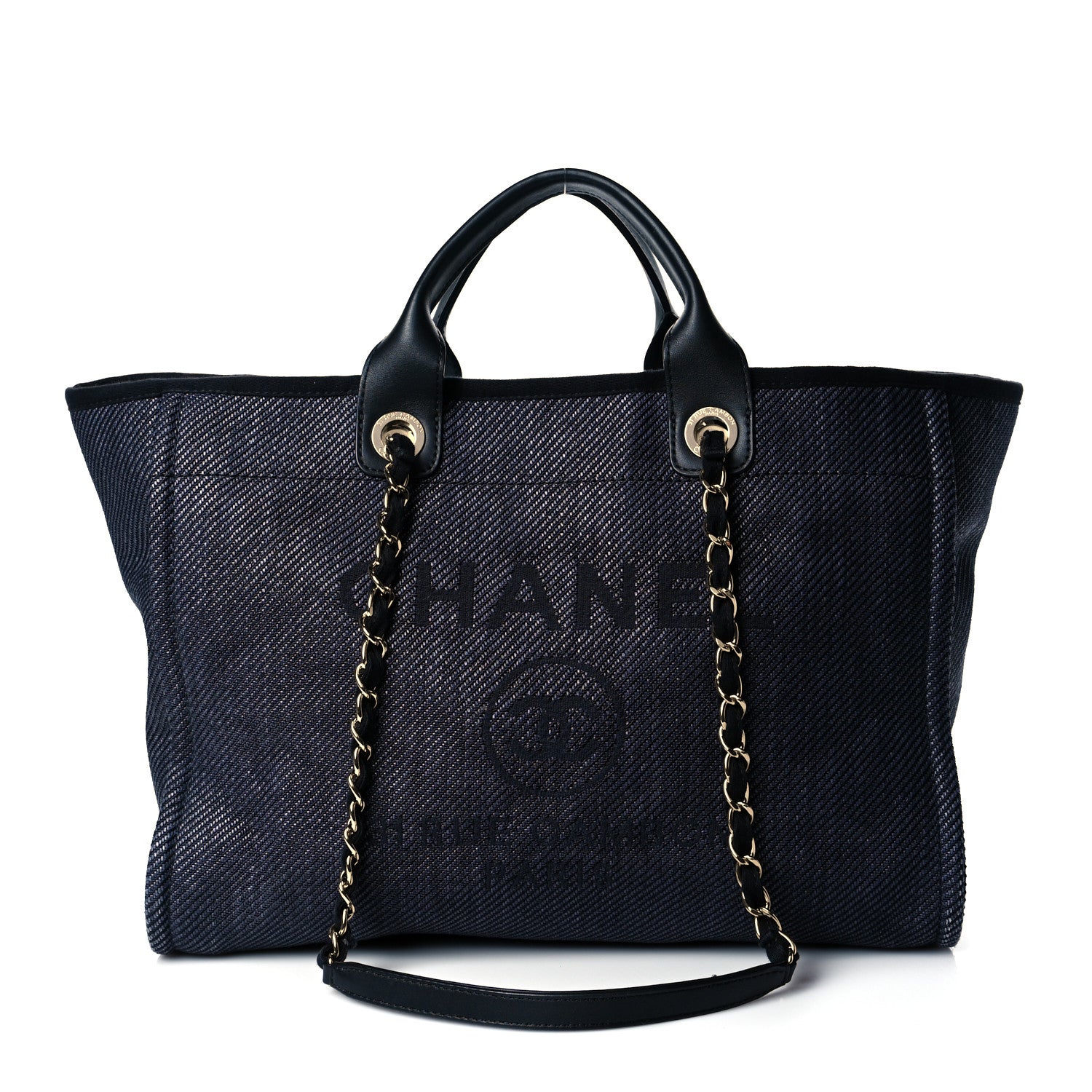 Chanel Mixed Fibers Calfskin Medium Deauville Tote Blue 1 of 11