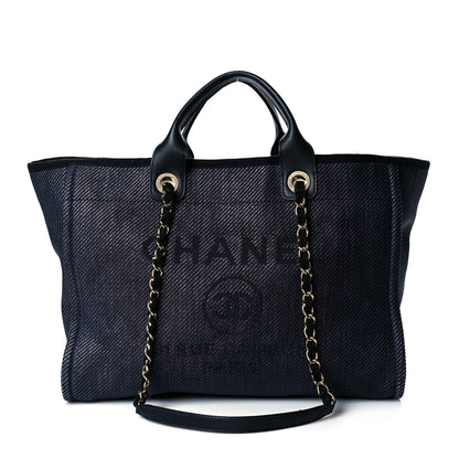 Chanel Mixed Fibers Calfskin Medium Deauville Tote Blue 1 of 11