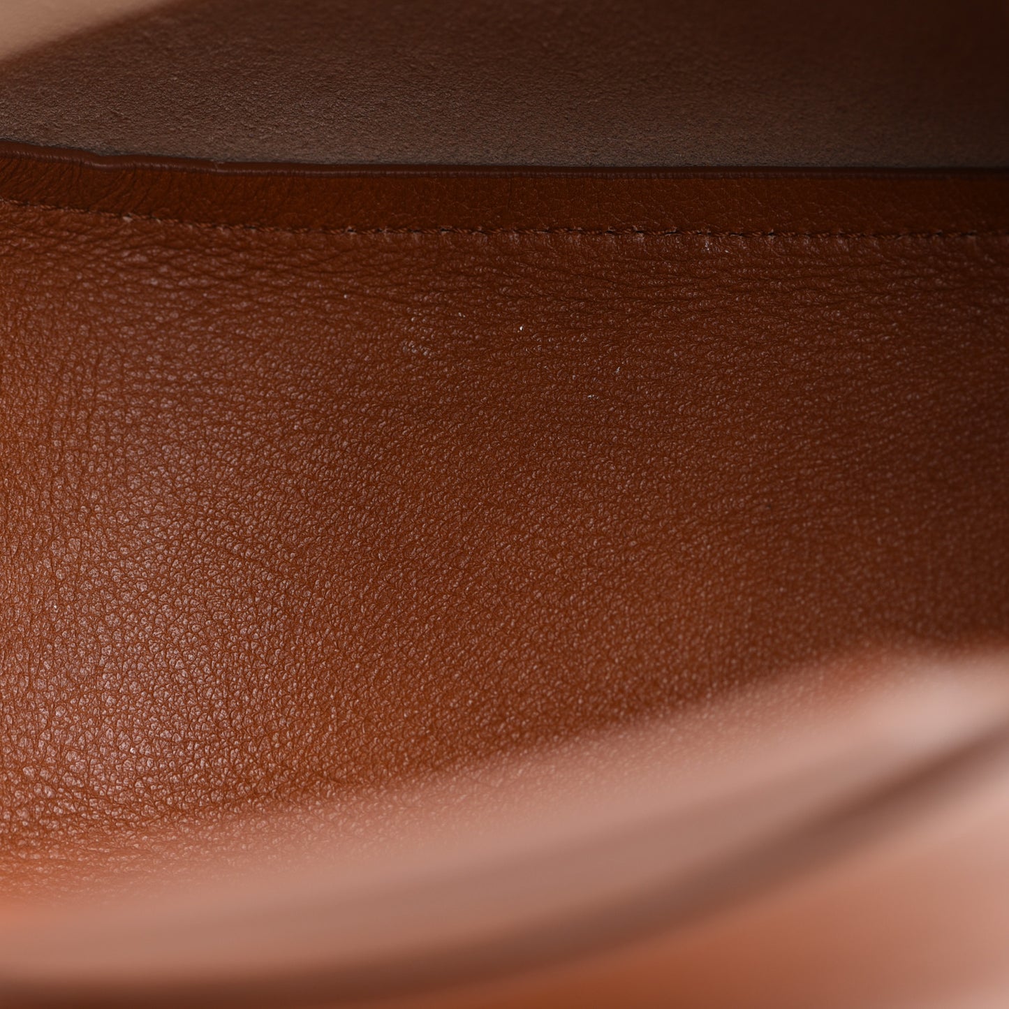 Small Grain Calfskin Kiss Bag Brown