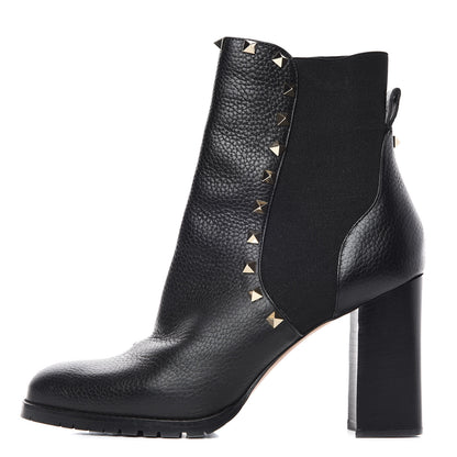 Valentino Garavani Grained Calfskin Rockstud Chelsea 80mm Ankle Boots 41 Black 1 of 7