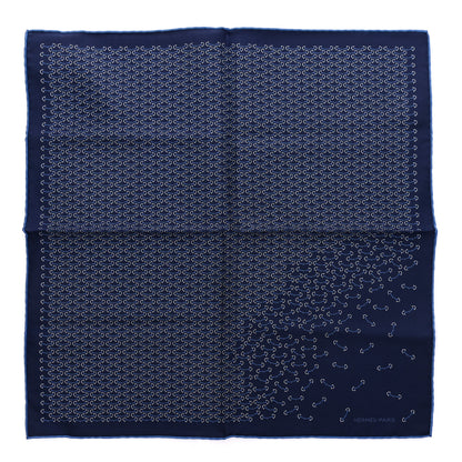 Hermes Silk Mors Smile Pocket Square Scarf Marine Bleu Moyen Ciel 1 of 3