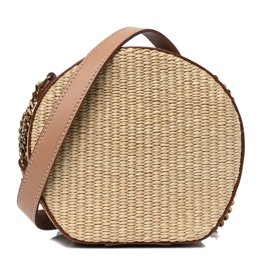 Raffia Calfskin Small Mica Bag Natural Brown Gold
