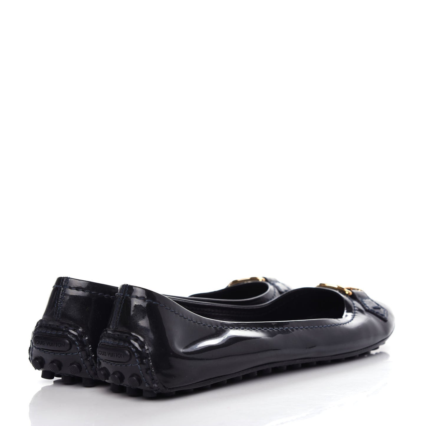 Patent Calfskin Oxford Ballerina Flats 39 Black