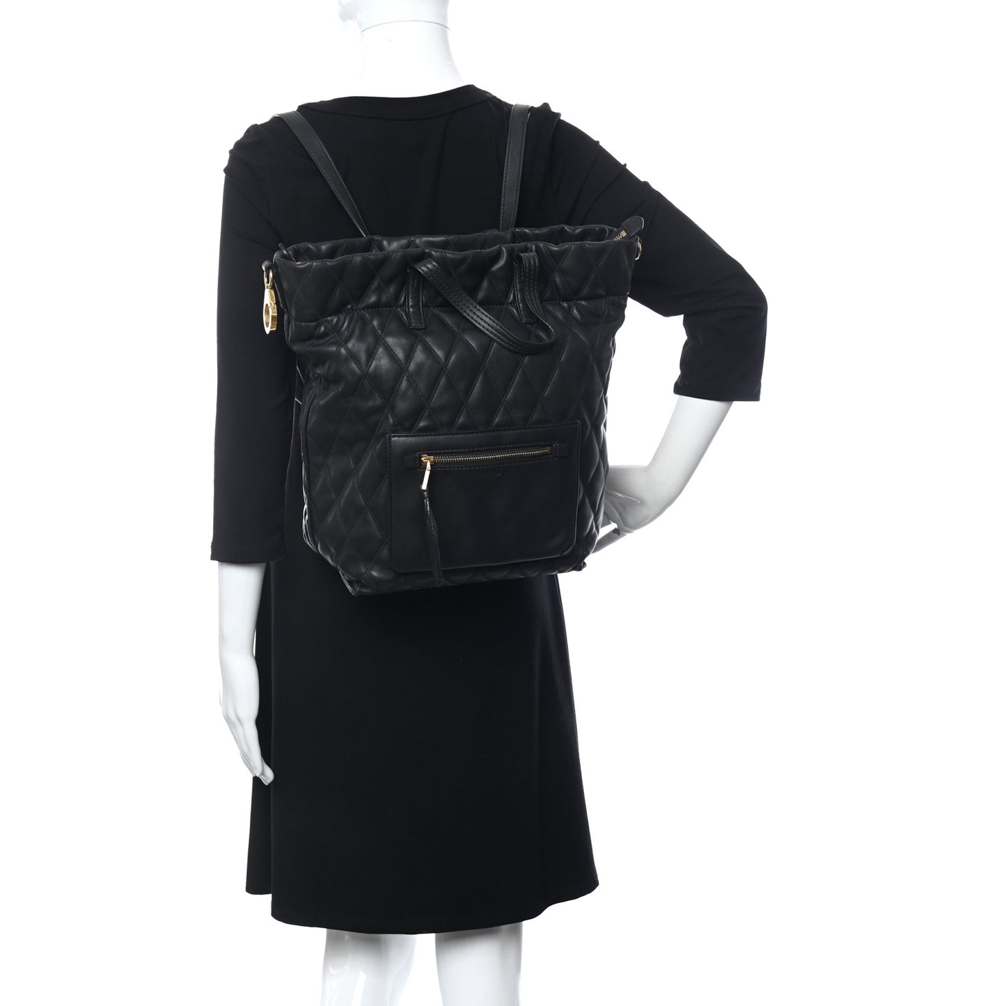 Rubberized Canvas Quilted Duo Backpack Black