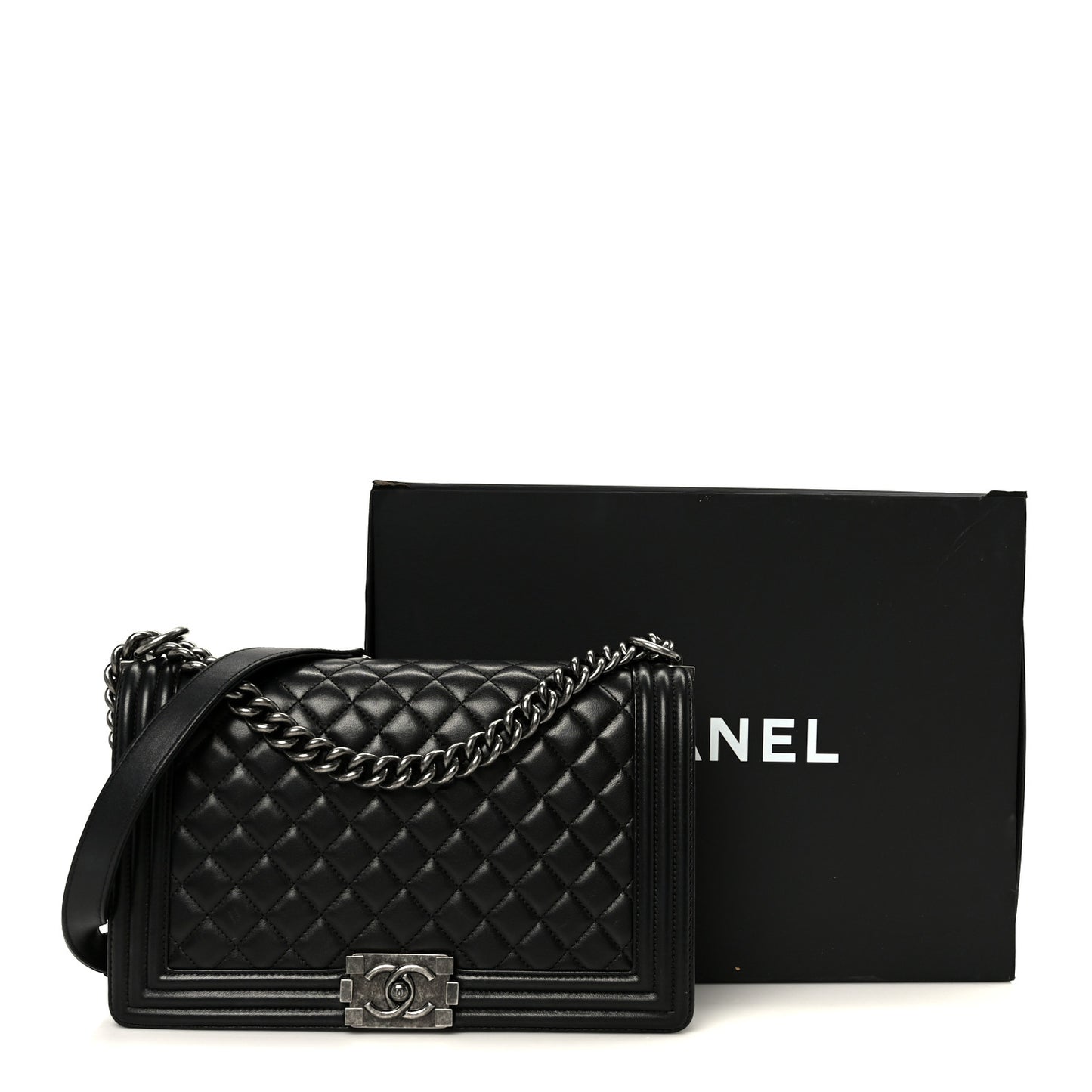 Calfskin Quilted New Medium Boy Flap Black