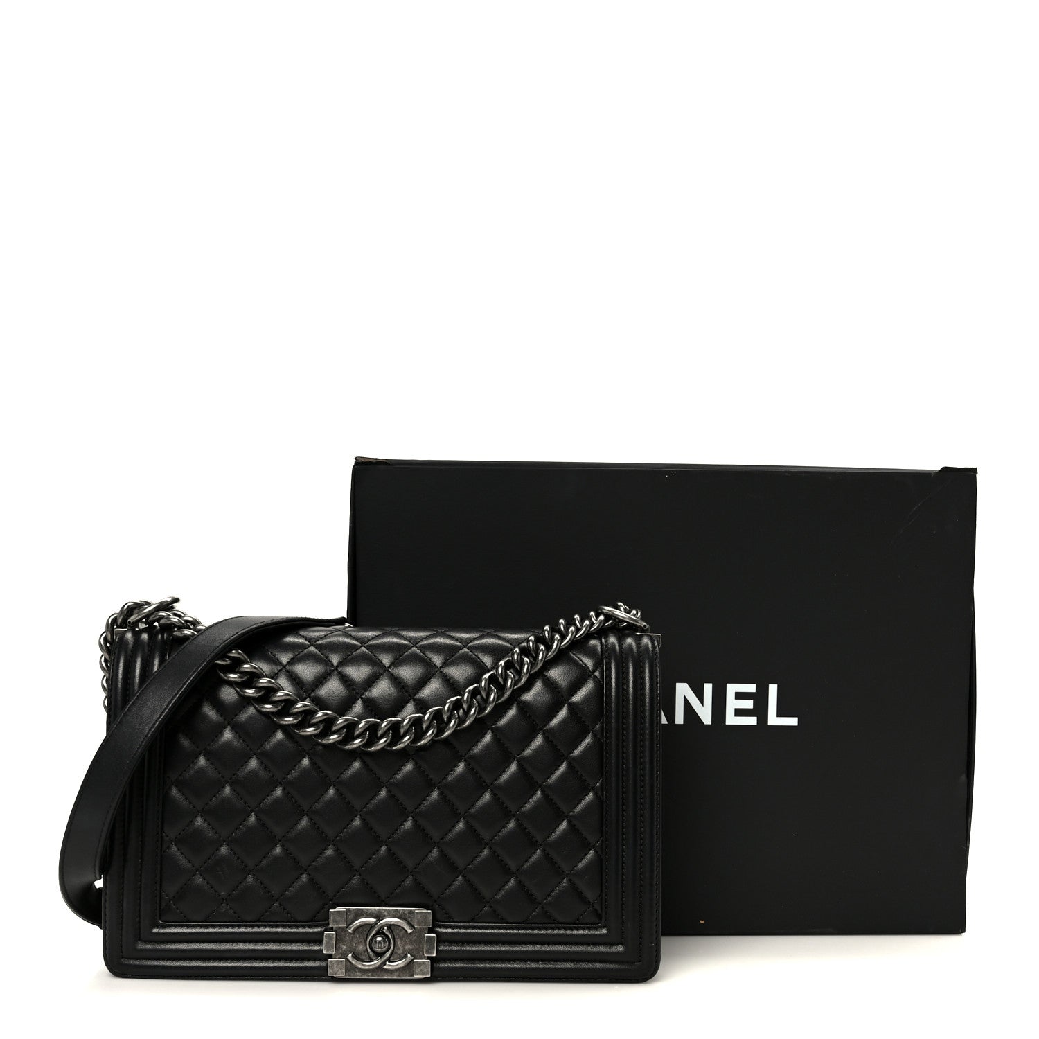 Chanel Calfskin Quilted New Medium Boy Flap Black 11 of 11