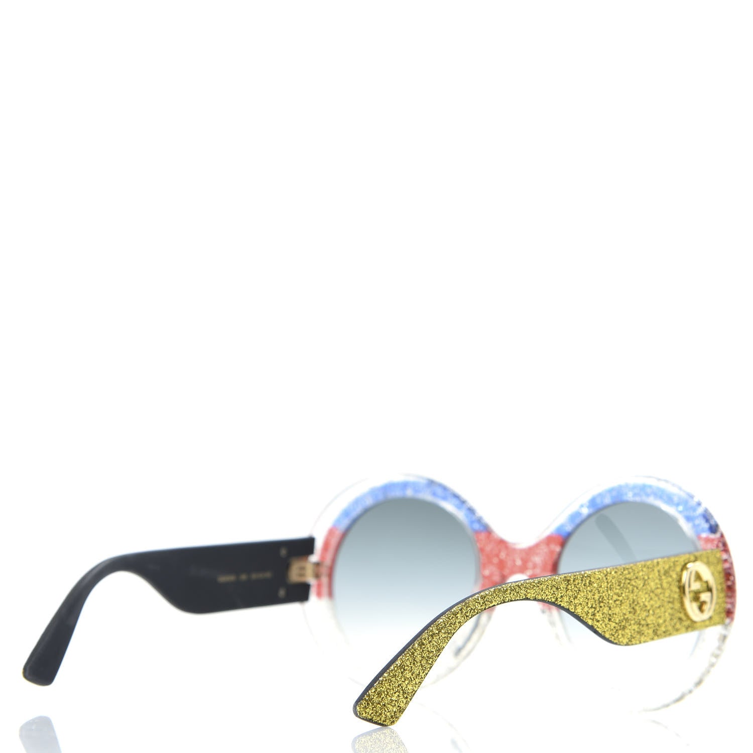 Gucci Glitter Acetate Round GG0101S Sunglasses Blue Multi 4 of 7
