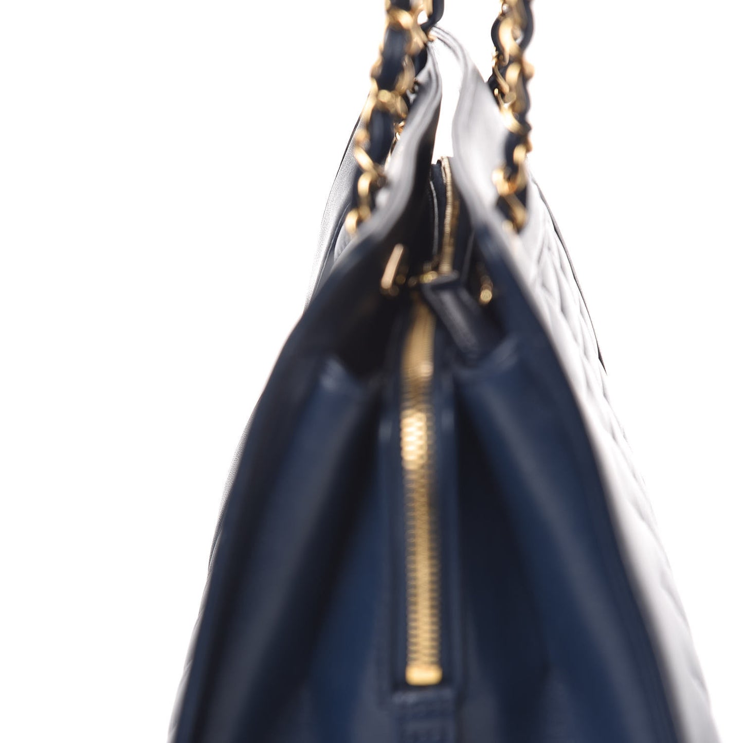 Sheepskin Quilted Mademoiselle Vintage Shopping Tote Navy