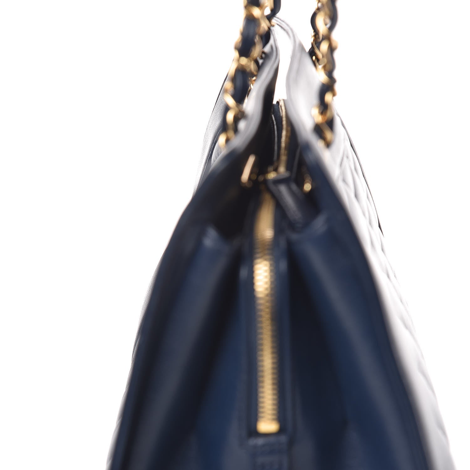 Chanel Sheepskin Quilted Mademoiselle Vintage Shopping Tote Navy 14 of 16