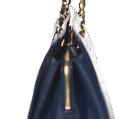 Chanel Sheepskin Quilted Mademoiselle Vintage Shopping Tote Navy 14 of 16