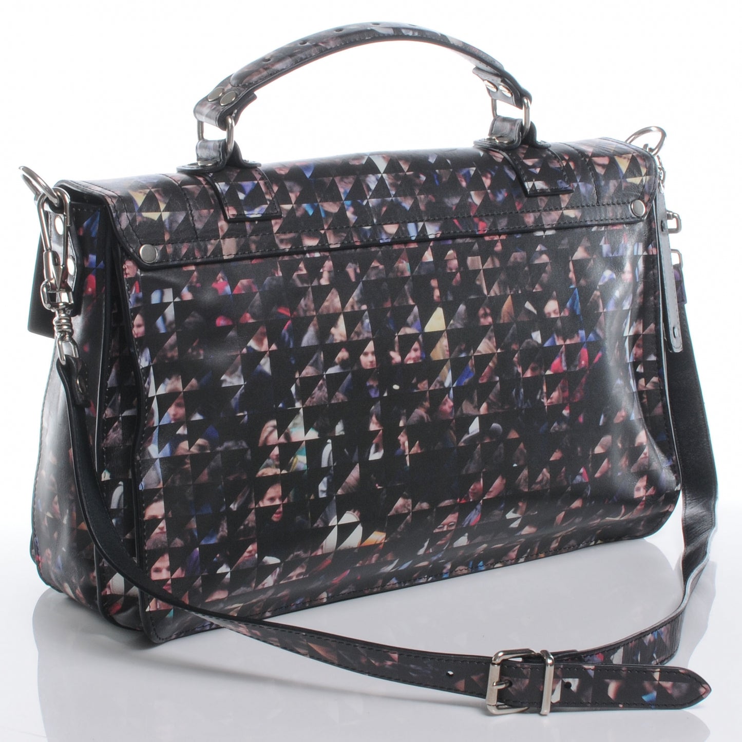Leather PS1 Medium Crowd Print Satchel Black Multicolor