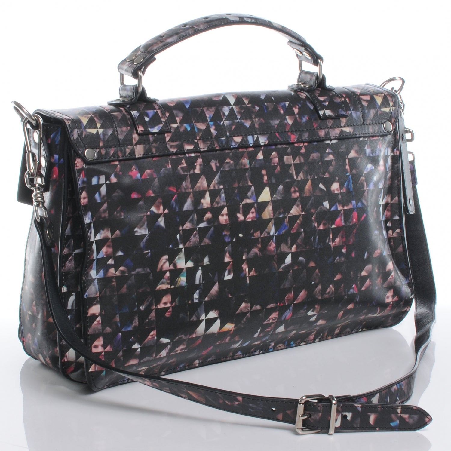 Proenza Schouler Leather PS1 Medium Crowd Print Satchel Black Multicolor 3 of 7