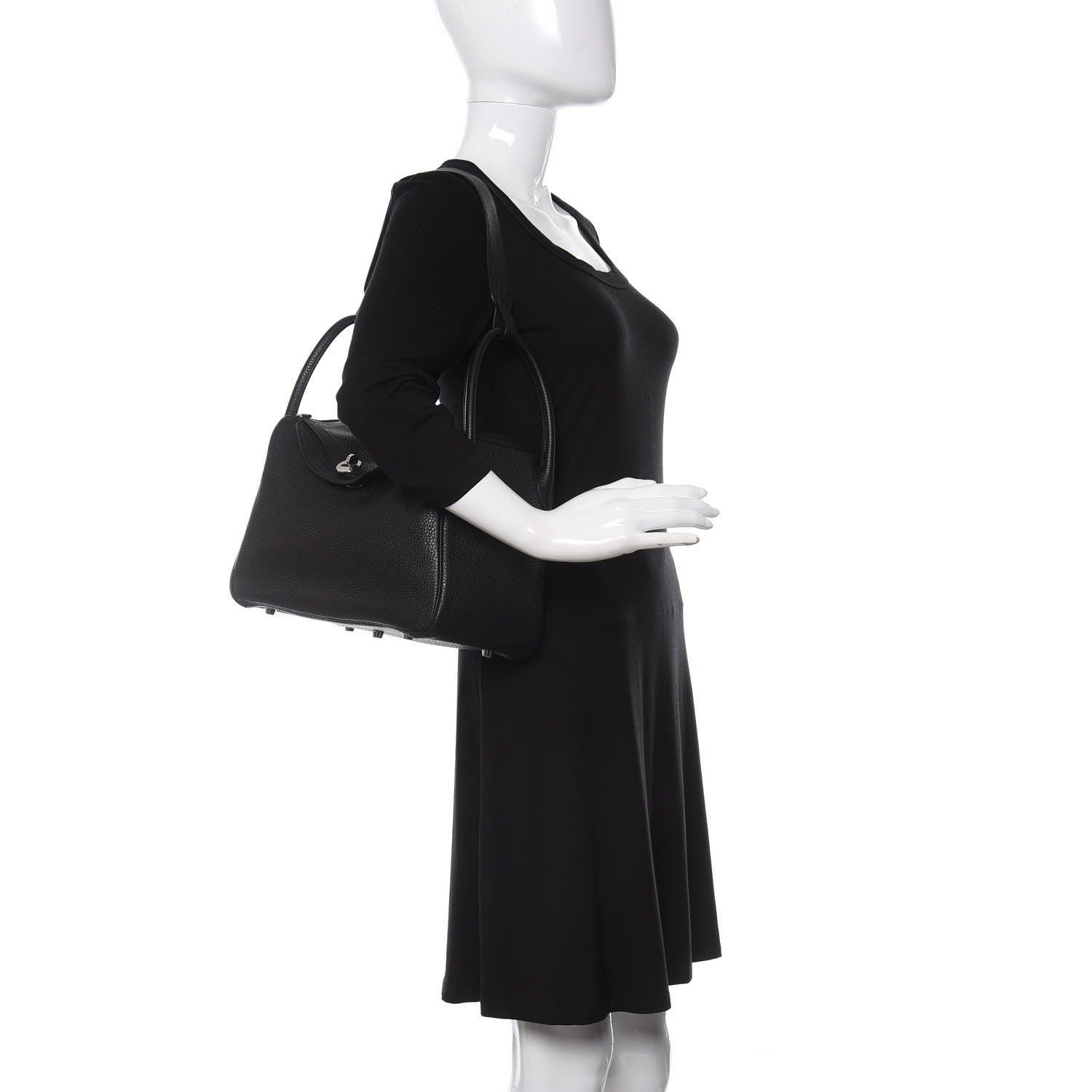 Hermes Taurillon Clemence Lindy 30 Black 2 of 9