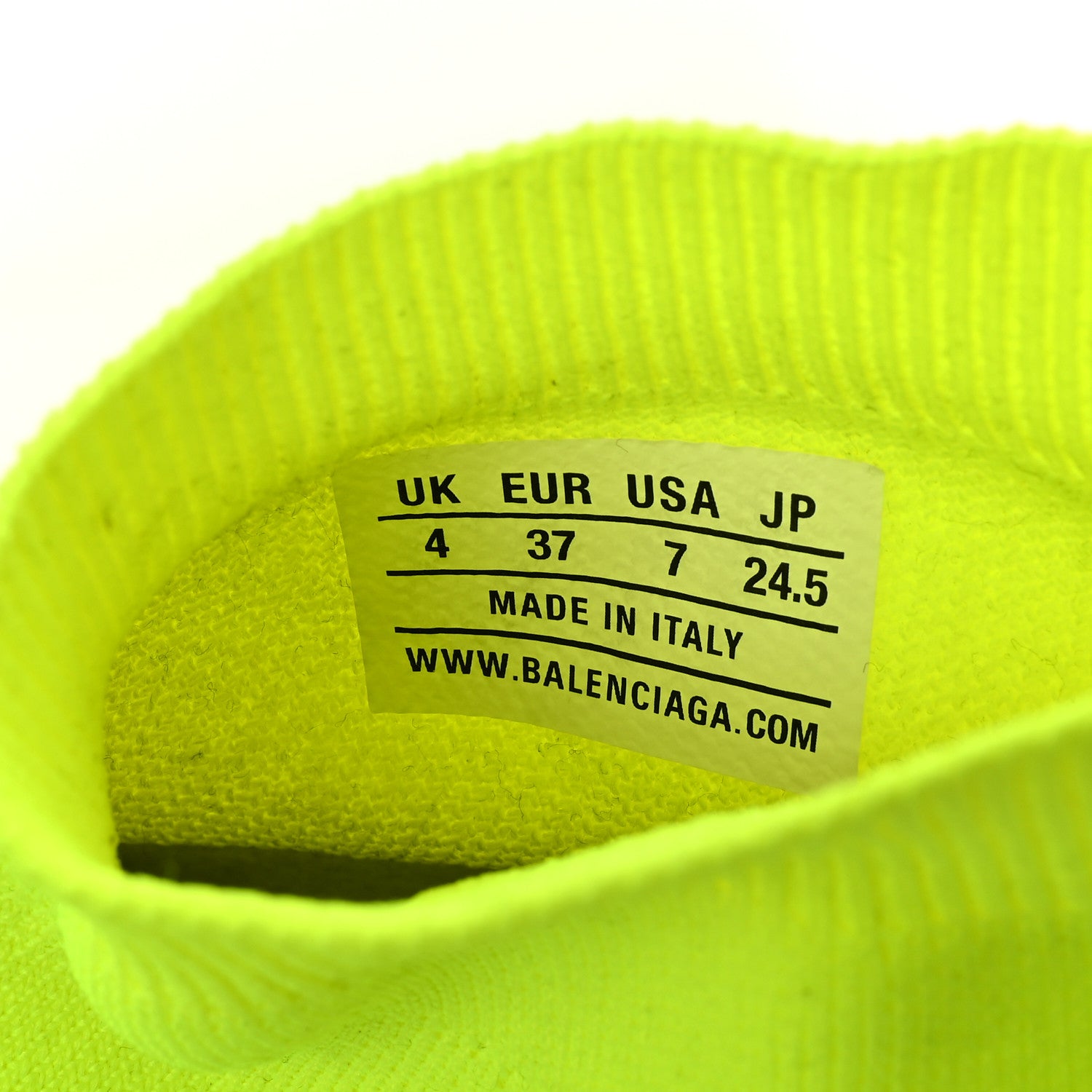 Balenciaga Neoprene Knit Womens Speed Clear Sole Sneakers 37 Yellow Fluo 9 of 10