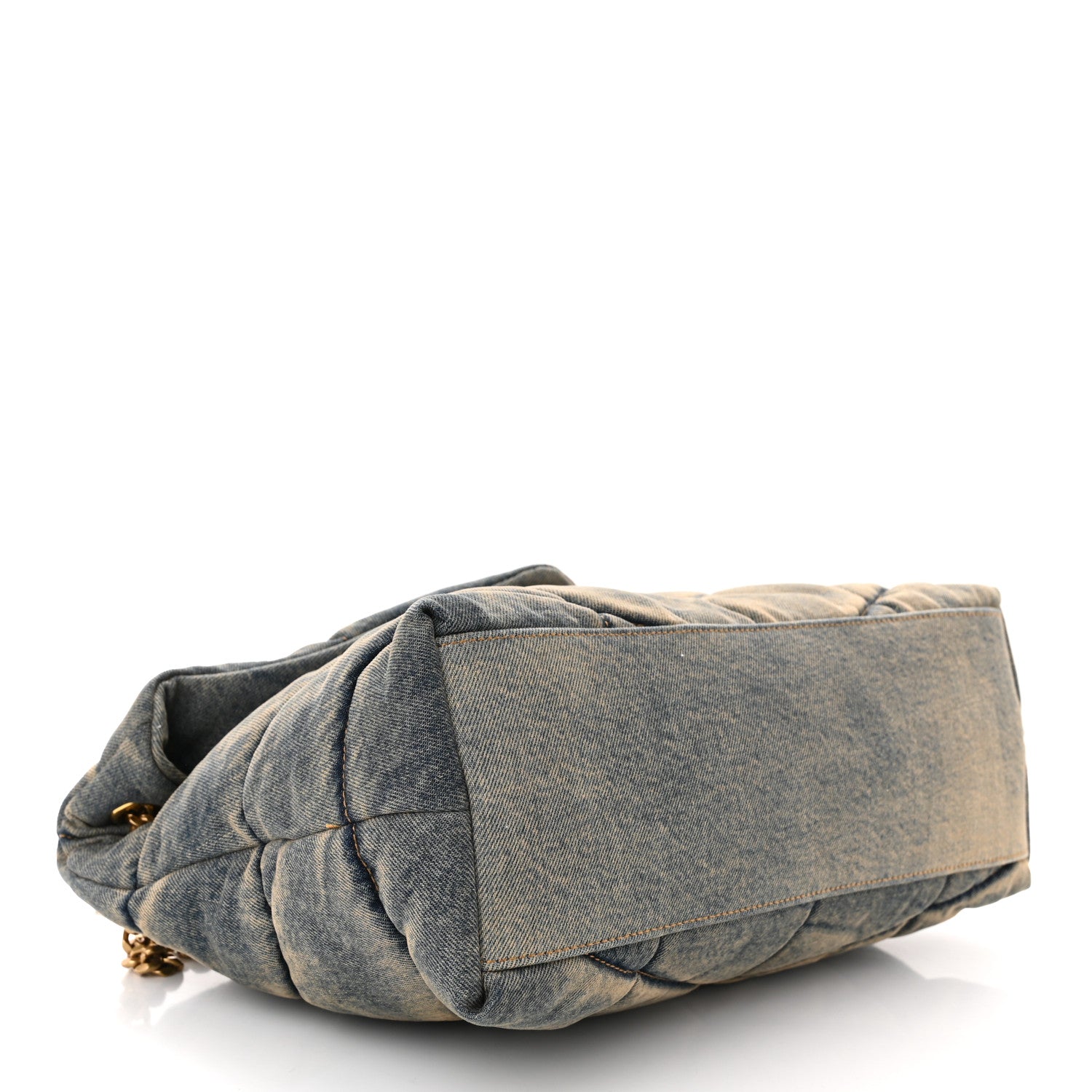 Saint Laurent Denim Quilted Medium Loulou Puffer Monogram Chain Satchel Blue Cinnamon 4 of 10