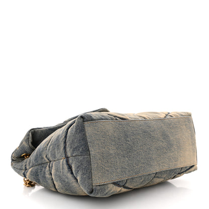 Saint Laurent Denim Quilted Medium Loulou Puffer Monogram Chain Satchel Blue Cinnamon 4 of 10