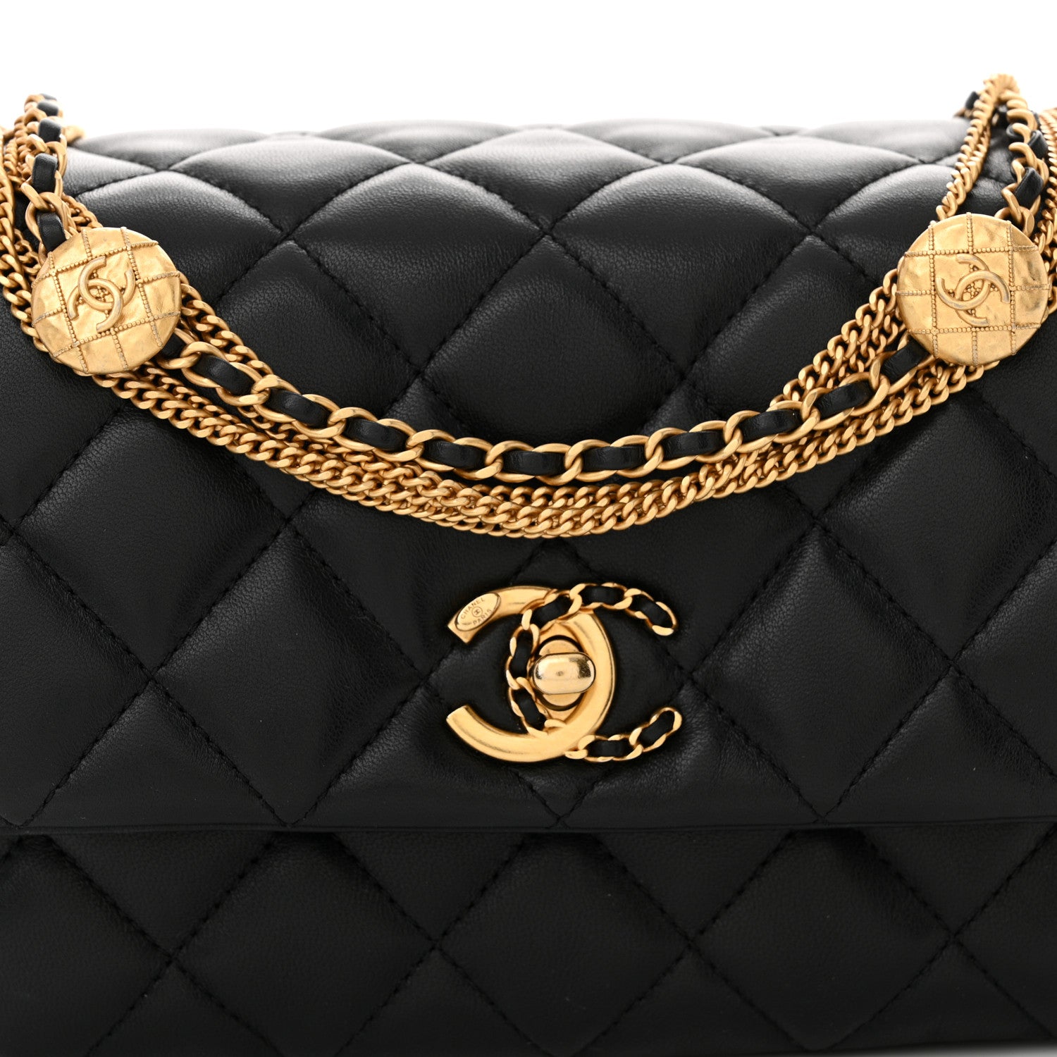Chanel Lambskin Quilted Mini Medallion Multi Chain Flap Black 8 of 10