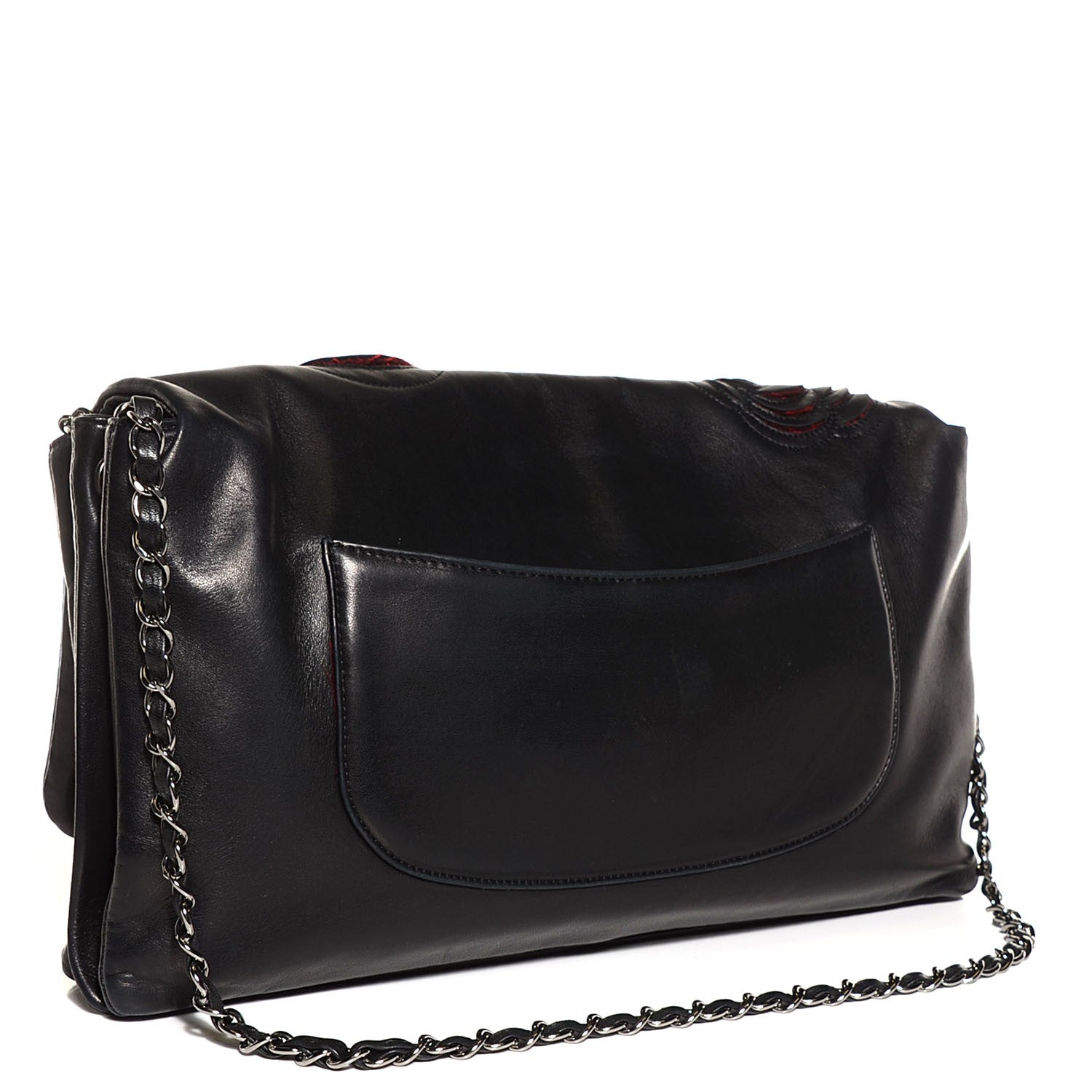 Chanel Lambskin Tweed Maxi Camellia Petals Flap Black 3 of 8