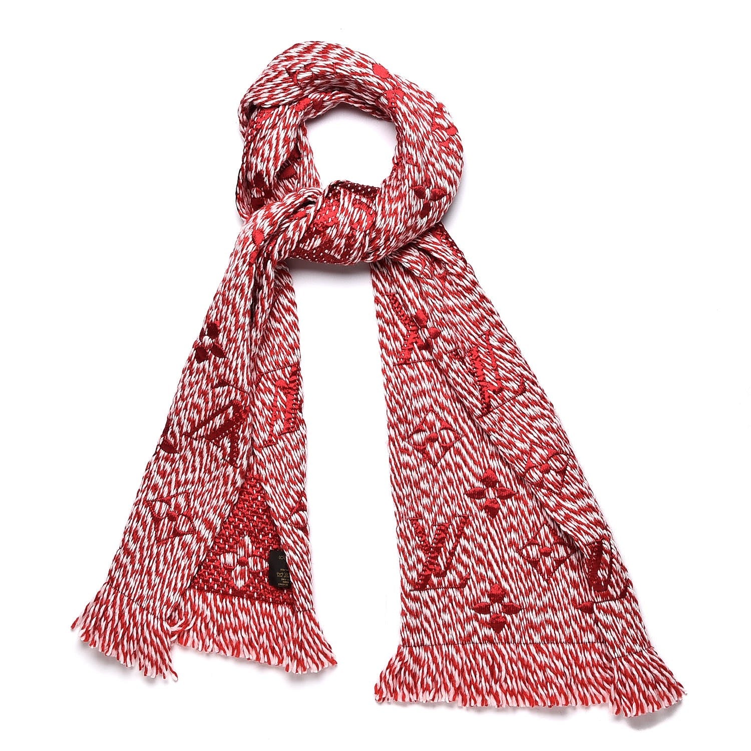 Louis Vuitton Wool Silk Logomania Mix Scarf Coquelicot 1 of 5