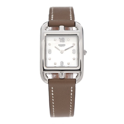 Hermes Stainless Steel Swift Diamond Mother of Pearl 23mm Cape Cod Quartz Watch Etoupe 1 of 5