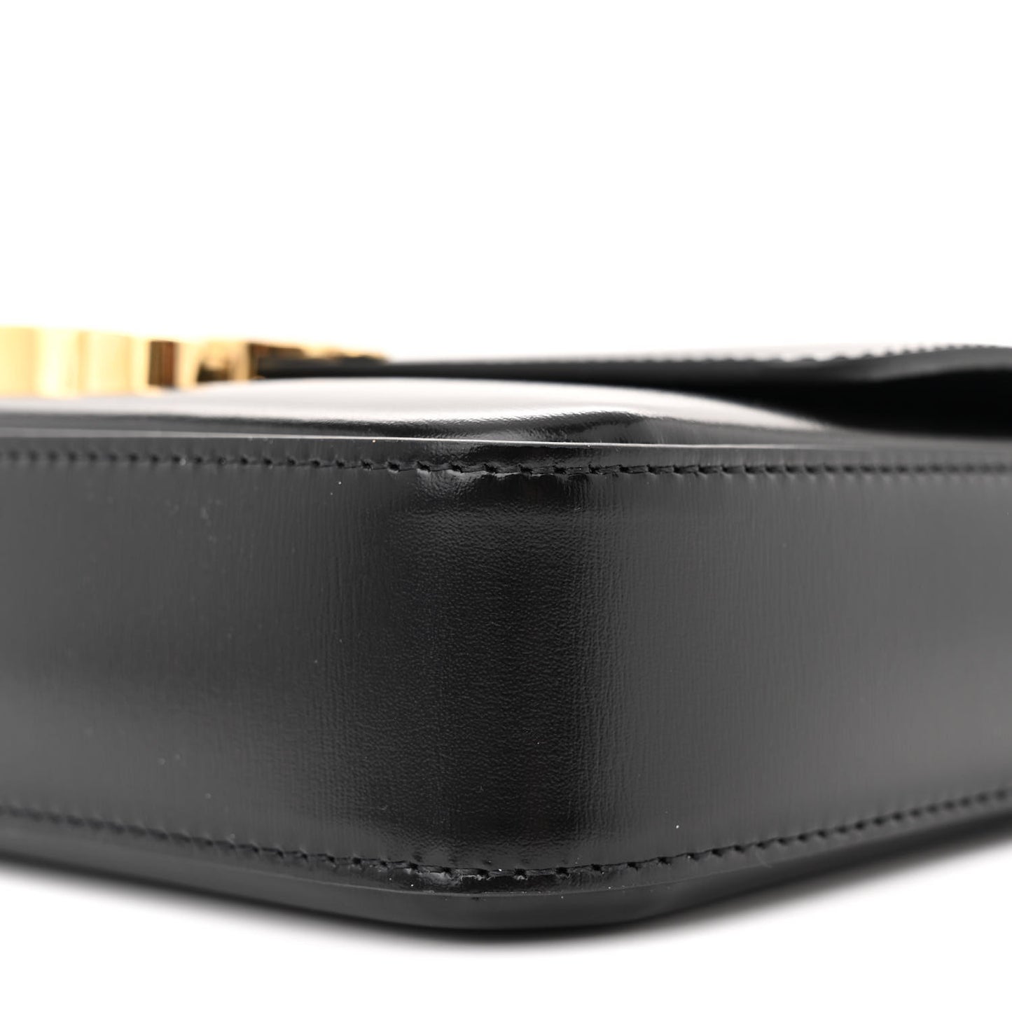 Shiny Calfskin Triomphe Chain Shoulder Bag Black