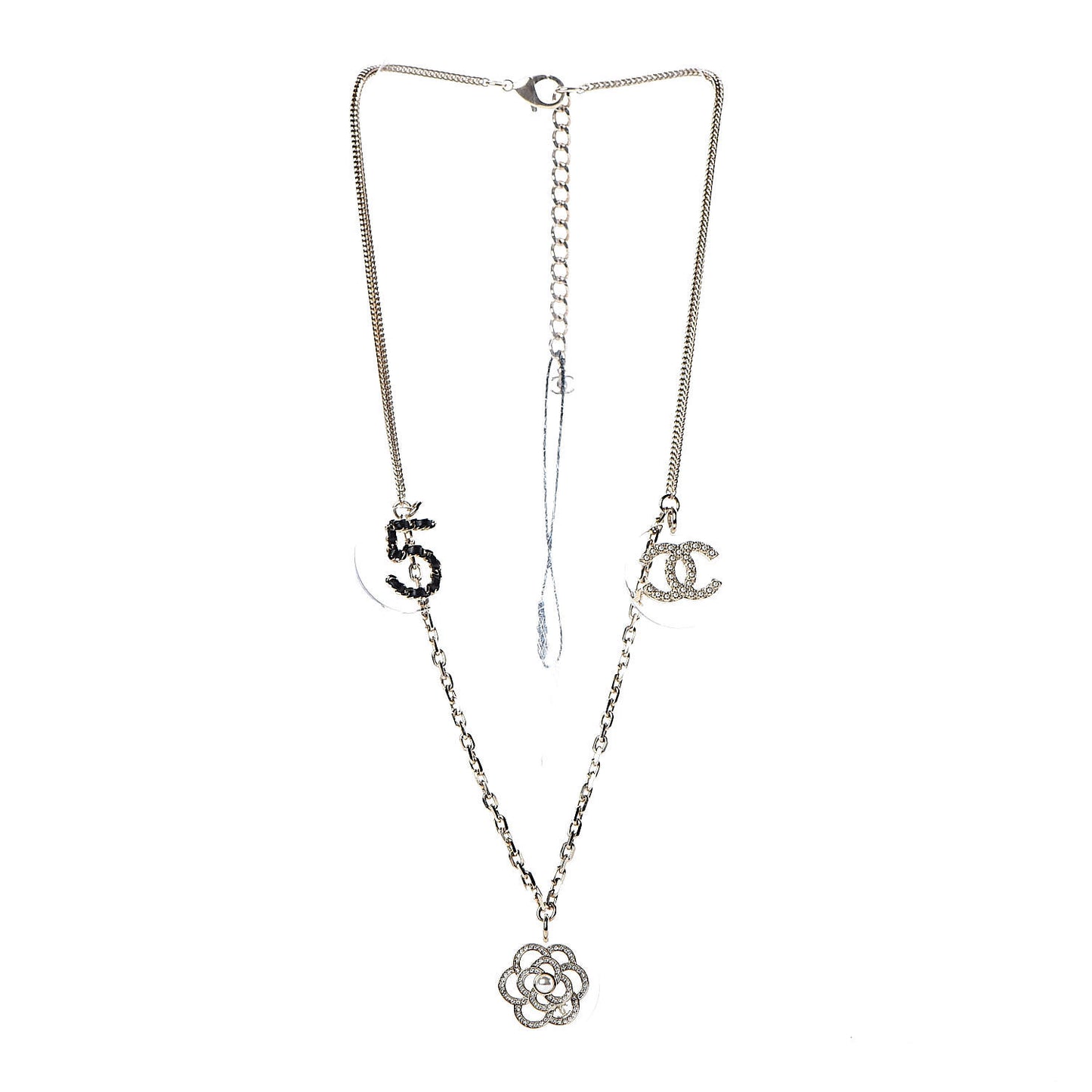 Crystal Resin Camellia CC Necklace Gold