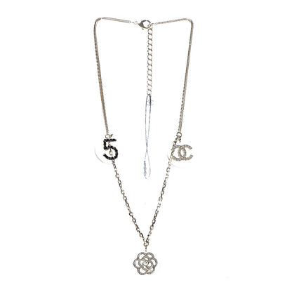 Chanel Crystal Resin Camellia CC Necklace Gold 3 of 9