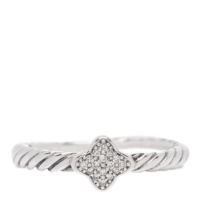 David Yurman Sterling Silver Diamond Quatrefoil Ring 52 6 1 of 5